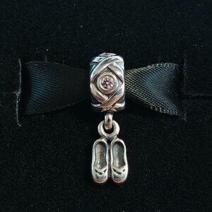 Authentic Pandora Ballet Slippers Dangle Charm 790520PCZ